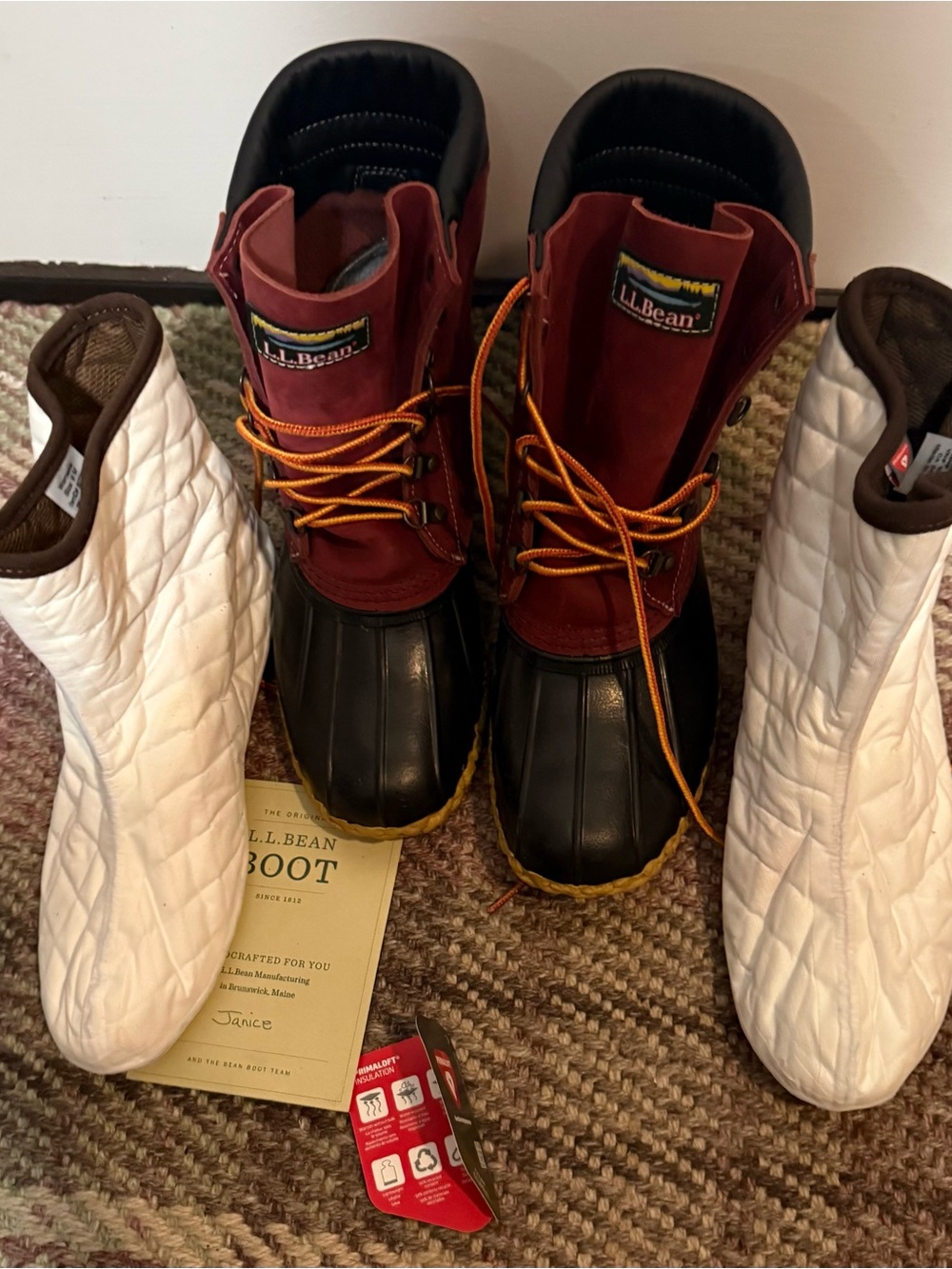 L.L.Bean Bean Boots Duck Boots Burgundy/Black Leather Rubber Lace-Up Women’s 9 M - Picture 3 of 8